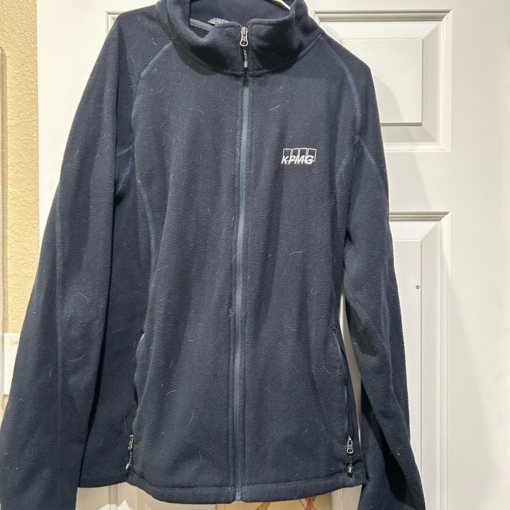 Navy Blue Lightweight Fleece KPMG Jacket with Standing Collar